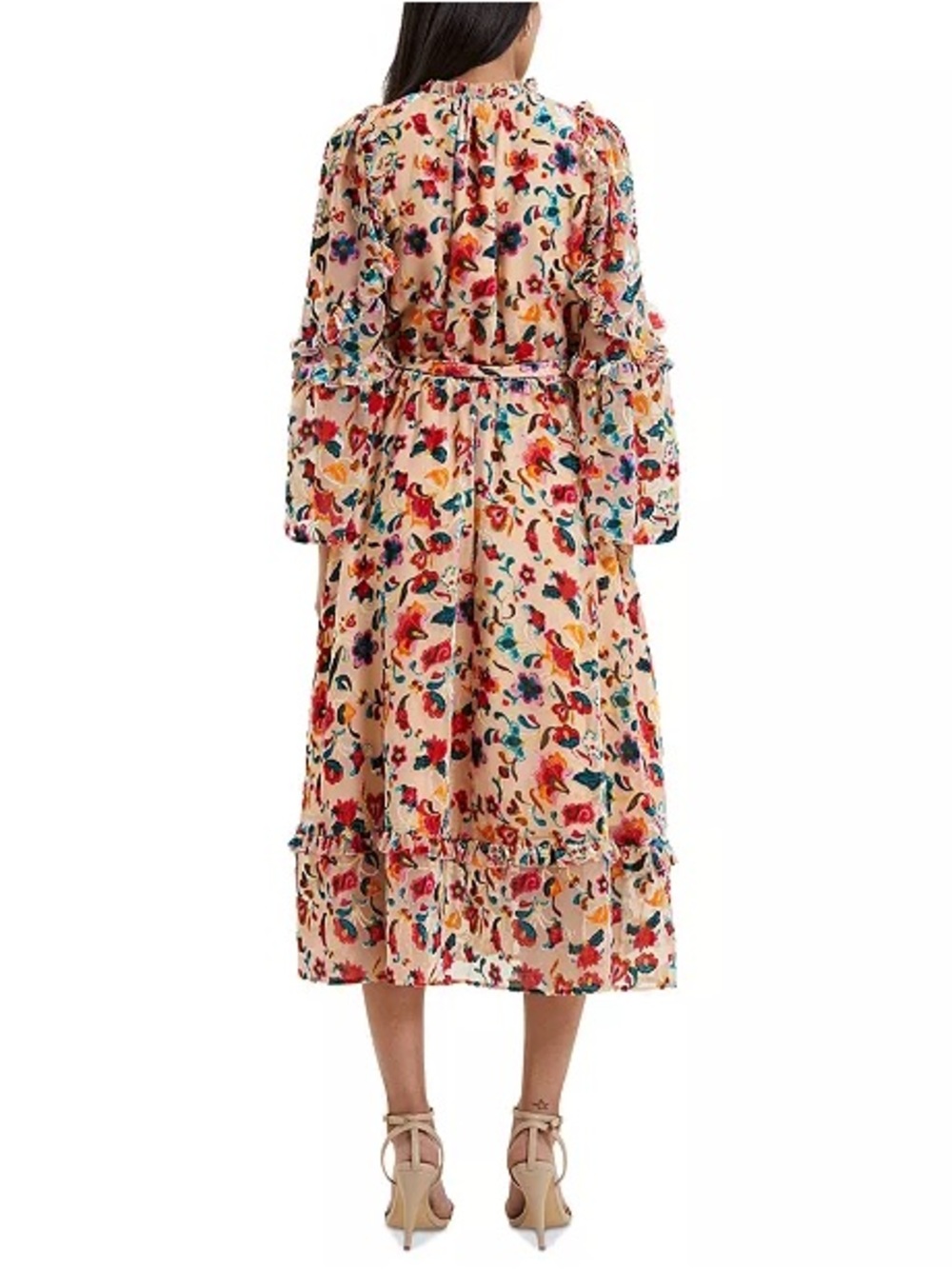 NWT French Connection Women's Avery Long Sleeve Burnout Floral Midi Dress - Picture 2 of 6